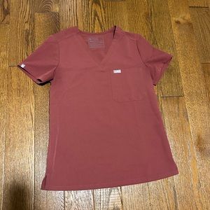FIGS Catarina One Pocket Scrub Top- XS- Dark Cherry Color